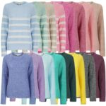 Womens Rib Knit Raglan Sleeve Fisherman Style Knitted Jumpers with code (16 styles available)