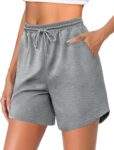Womens Running Shorts High Waist Casual Lounge Bottoms Ladies Gym Athletic Sweat Shorts for Workout Jogging Hiking Cycling Sports Activewear with Pockets