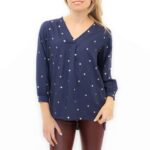 Womens Star Top Navy Long Sleeve Blouse V Neck Going Out – Sizes 8 to 14 – New without tags. Sold by Quality Brands Outlet