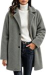 Womens Teddy Fleece Coat Fluffy Thermal Long Winter Jacket Button Overcoat