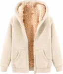 Womens Teddy Fleece Hoodies Sherpa Lined Fuzzy Jacket with Pockets Full Zip Hooded Sweatshirts Ladies Fall Winter Warm Jumper Coat Outwear Thermal Outfits Clothing