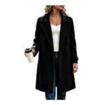 Womens Wool Coat: Long Winter Jacket, Button-down Lapel