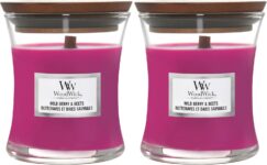 WoodWick Scented Candle with Crackling Wick Wild Berry & Beets Mini Hourglass Candle Up to 20 Hours Burn Time Perfect Gifts for Women (Pack of 2)