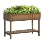 Wooden Herb Planter Stand 8 Cubes Bottom Shelf Raised Bed