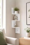 Wooden Zigzag Floating Corner Shelves 3-Tier White