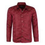 Woven Rose Shirt Long-Sleeved Shirt Dark Red by Gothicana