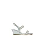 XY London Lacey Strappy Diamante Mesh mid Heel Wedge Sandals