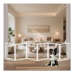Xifamniy 6-Panel Freestanding Wooden Dog Gate, Expandable to 280cm