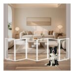 Xifamniy 6-Panel Wooden Dog Gate, Freestanding, Expands to 280cm