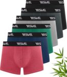 YESWEL Bamboo Boxers for Men, No Itchy Labels Underwear, Breathable Boxer Shorts, Soft Underpants Trunks Multipack of 4 & 6 (M-3XL)