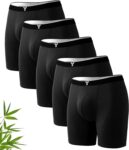 YESWEL Mens Bamboo Boxers, Underwear Trunks with Longer Leg, Anti Chafing Soft Comfortable Underpants, No Itchy Labels Boxer Pack of 5 (M-3XL)