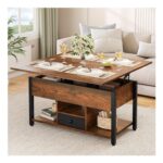 YITAHOME Lift Top Coffee Table with Drawers, Rustic Brown