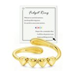 YOEE Heart Gold Fidget Rings for Women