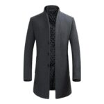 YOUTHUP Mens Winter Thick Wool Trench Coat, Grey, XS