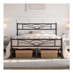 Yaheetech 5ft King Metal Bed Frame, Cloud-Inspired Design, Black
