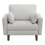 Yaheetech Greige Fabric Oversized Ergonomic High-Back Tub Lounge Armchair
