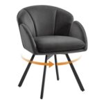 Yaheetech Swivel Tub Chair, Velvet Flower-Shape Armchair, Dark Gray