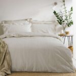 Yard Hebden 100% Cotton Stripe Duvet Cover Set (Natural, King)