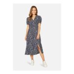 Yumi Navy Spot Midi Tea Dress