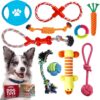 ZENO Chew Dog Toys – Pack of 10 Teething & Training Washable Cotton Safe Dog Toy Gift Set Strong Ropes, Balls & Tug for Exercise & Fun Great for Small, Medium & Large Puppies & Dogs