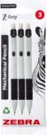 Zebra Pen Z-Grip Mechanical Pencils – Fine Tip Refillable, Retractable Pencil with Eraser and Comfort Grip – 0.5mm, White Barrel, 3 Pack