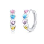 Zecimi 925 Sterling Silver Hoop Earrings with Heart Design