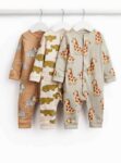 Zoo Animal Print Sleepsuits 3 Pack – Newborn – Free C&C