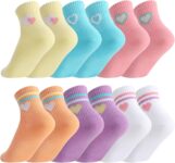 Zuimei 6 Pairs Kids Socks Cotton School Sports Socks Girls Sports Socks