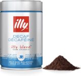 illy Decaffeinated Ground Coffee, Medium Roast, 100% Arabica, Suitable for Espresso, Moka Pot, Filter & Cafetiere, Low caffeine, 250g Tin