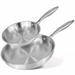 nuovva Stainless Steel Frying Pan Set 2pcs Naturally Non-Stick Tri-Ply 20cm & 28cm Cooking Pans – Prime Price – Sold by MALMO FBA