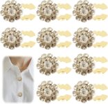 10 Pieces Rhinestone Button Covers Removable Crystal Embellishments For Womens Blouses Shirts Jeans Sewing Craft Gold