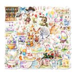 100-Pack Aesthetic Waterproof Stickers Cartoon Watercolor Design