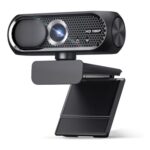 1080P HD USB Webcam with Microphone, Privacy Cover, Wide-Angle Black
