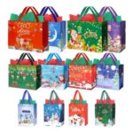 12 Pack Christmas Gift Bags with Tissue Paper, Assorted Sizes