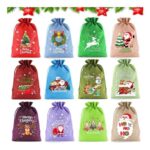 12-Piece Christmas Drawstring Burlap Gift Bags