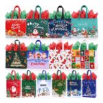 14-Pack Christmas Gift Bags with Tissue Paper, Assorted Sizes