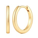 14ct Gold Huggie Hoop Earrings, 20mm, Diamond-Cut Sparkle, Hypoallergenic