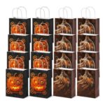 16 Pcs Pumpkin Skeleton Halloween Trick or Treat Bags, 15x8x21cm
