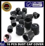 16 x Car, Bike, Cycle – Black Plastic Dust Caps – Alloy Wheel Valve Caps – w/Code – Sold by Eu Autoparts LTD (UK Mainland)