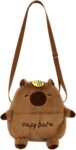 1Pcs Capybara Bag, Soft Plush Cartoon Crossbody Bag with Adjustable Strap, 22 x 21 cm Handbag for Travel and Park Outings