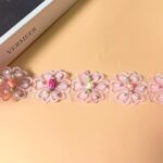 2 Meters Floral Pearl Lace Edging Ribbon, 3D Mini Rose & Pearl Embroidered Lace Ribbon 4.8cm Flower Pearl Trim, Lace Fabric for Sewing DIY Crafts