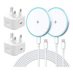 2-Pack 15W Wireless and 20W Fast Charger with 6ft USB-C