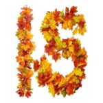 2-Pack Autumn Maple Leaf Garland, 5.9ft with Hooks