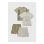 2 Pack Boys Slogan Waffle Short Pyjama Set (7-13yrs) 8 Yrs