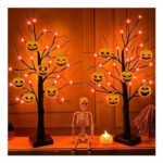 2-Pack Halloween Tree Lights with Pumpkin Ornaments