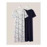 2 Pack Short Sleeve Pintuck Nightdress – Navy