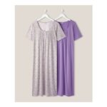 2 Pack Short Sleeve Pintuck Nightdress – Violet