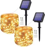 2 Pack Solar String Lights, 100 LED 10M/32Ft 8 Modes Solar Fairy Lights