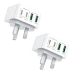 2-Pack USB-C Fast Charger 40W, 4-Port PD/QC