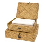 2 Small Pcs Seagrass Storage Boxes